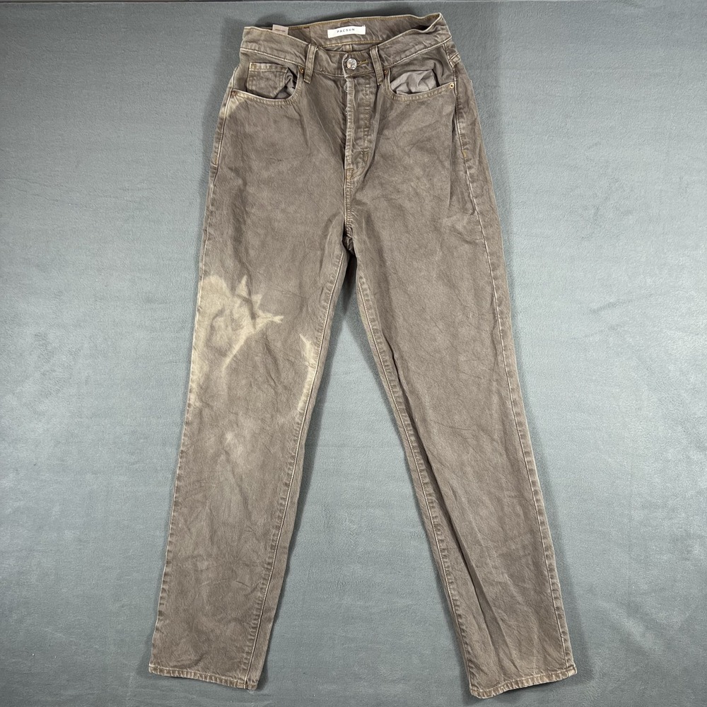 PacSun Women's Size‎ 25 Dad Jeans High Rise Straight Leg Button Fly Taupe